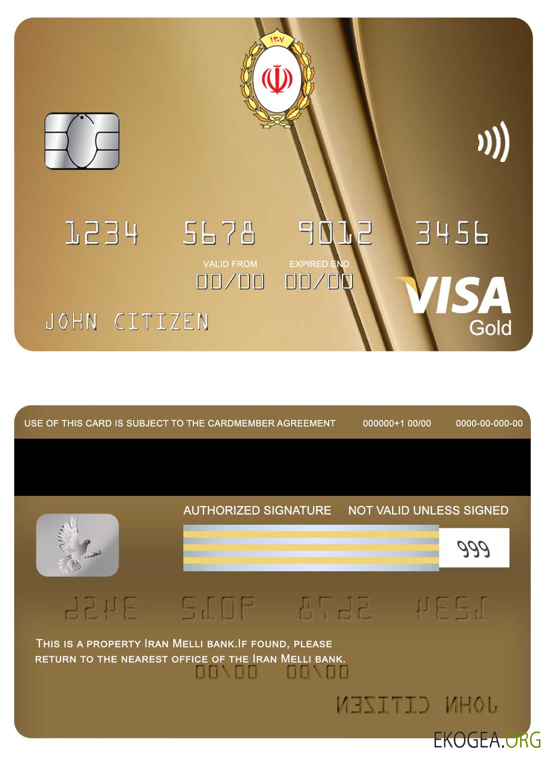 Carte visa or Iran Melli Bank